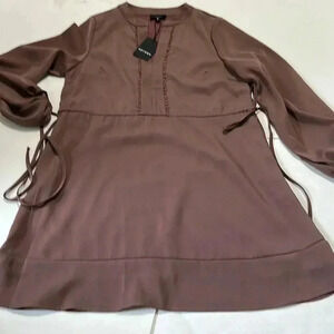 Heyson dress plunge neck side ties size large NWT